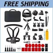 Comprehensive 60-in-1 Action Camera Kit with Floating Grip & Carrying Case