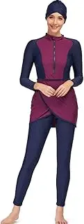 [YONGSEN] 2020 New Modest Color Women Swimsuit with Hijab Muslim Swimwear Islamic Modest Swimming Suit Burkinis