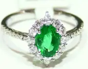 1.83CT 18K Gold Natural Round Cut Emerald White Diamond Vintage Engagement Ring