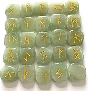 crystalmiracle Green Aventurine Quartz Tumbled Engraved Alphabet Rune Stones Set Crystal Healing Gift Reiki Wellness Chakra Power Feng Shui Energy Meditation Handcrafted