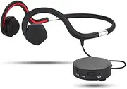 SYRAD Bone Conduction Headphones, Open-Ear Wired Sound Amplifier for Old Man, Built-In Battery, with Transmitter Box