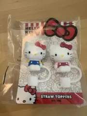 NWT Hello Kitty Straw Toppers Silicon Red Pink White Blue Drink Charms