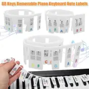 Removable Silicone Piano Keyboard Note Labels 88-Keys Reusable Piano Stickers