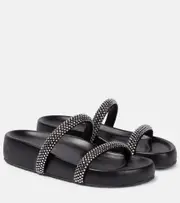 [Gianvito Rossi] Gianvito Rossi Embellished leather platform slides AU 4 black