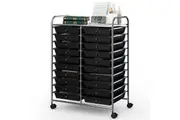 Giantex 20-Drawer Rolling Storage Trolley w/Removable Drawers Mobile Storage Organiser Black