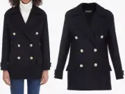 Balmain Double-Breasted Golden Button Wool Coat Jacket Coat New S