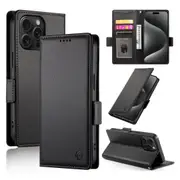 Wallet Case for IPhone 15 Pro Max,Slim Protective Shockproof Case With Card Holder,Premium PU Leather Kickstand-Black