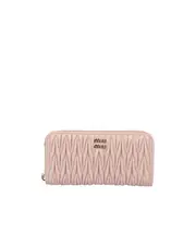 Miu Miu Logo Plaque Quilted Wallet One size pink