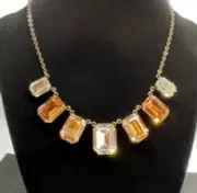SWAROVSKI Necklace with Large White Yellow Amber Color Brilliant Crystals NEW