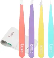 Professional Tweezers for Eyebrows,4 Pcs Eyebrow Tweezers Set for Hair US