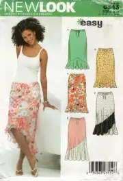 New Look 6343 Bias-Cut Skirt w Hem Flounce, Asymmetric Seam Detail Sz 8-18 UNCUT