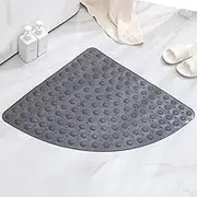 PVC Bath Mat Corner Shower Mat Soft Textured with Drain for Wet Area Bathtub Mat with Suction Cup Non-Slip Quick-Drying Non-Fatigue Gray 1 65 * 65cm/25.6 * 25.6in