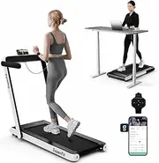 [Costway] 3HP Treadmill 3-in-1 for Working/Walking/Running, Folding Under Desk Walking Pad with Manual Incline,Watch-Like Remote/Smart APP, Speakers & Large Running Area for Home/Office, 155 kg Capacity