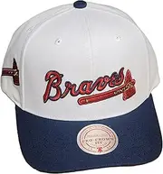Mitchell & Ness Atlanta Braves Evergreen Pro Snapback Hat Cap, White, White, One Size