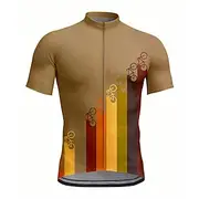 Men's Cycling Jersey Short Sleeve Bike Jersey Top with 3 Rear Pockets UV Resistant Quick Dry Front Zipper Reflective Strips Khaki Sports Clothing Apparel