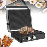 Electric Grill, 2000w Household Steak Machine, with 38-Piece Stainless Steel Grilling Tool Set, 105° and 180° Opening, Non-Stick Coating, Easy to Clean, for Making Breakfast, Steak, Hamburgers