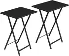 Folding TV Tray Tables, Set of 2 Side Tables for Small Space, Industrial Snack T