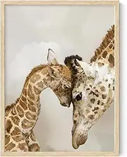 ROLY BEE Giraffe Mom and Baby Cute Animal Wall Art Decor Picture Canvas Print for Kids Room Nursery School Playroom Unframed (12'' x 16'')