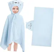 WHAMVOX Hooded Towel Poncho Soft Fleece Bathing Towel for Boys Multi Purpose Button Skin Friendly Durable Design