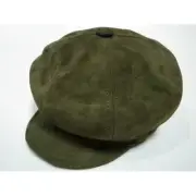 New York Hat Co Suede Spitfire Leather Olive size M Made in USA