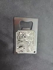 Laser Engraved Damascus Steel Pattern Bottle Opener Stainless Steel Cerakoted