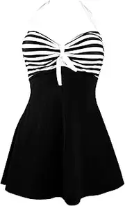 [COCOSHIP] Women's Retro Ruched Ruffle High Waist Two Piece Bikini Set Tie Knot Front Top Sport Bath Swimsuit