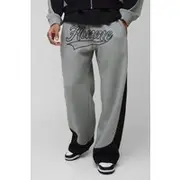 Mens Charcoal Wide leg Colour Block Homme Printed Jogger