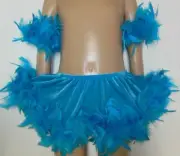 VELVET SPANDEX CIRCLE SKIRT TAP JAZZ TURQUOISE FEATHERED CHILD LADIES DANCE