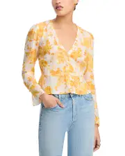 Aqua Soft Printed Peplum Blouse - Exclusive