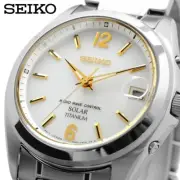 Seiko Selection Solar Radio Watch Titanium Men's WristWatch Sbtm227 White Silver
