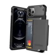 Damda Glide Pro Phone Case for iPhone 12/12 Pro, with [4 Cards] Groove Black