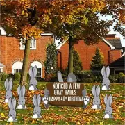 Noticed A Few Gray Hares Happy 40th Birthday, 9pcs, Stakes Inlcluded 12434