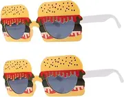 MOBUTOFU 2pcs Funny Glasses Halloween Sunglasses Luau Party Sunglasses Party Eyeglasses Fun Sunglasses Hamburger Costume Hamburger Birthday Decorations Shower Eyeglass Silly Sunglasses