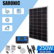 Solar Panel Kit 12V 250W Fixed Solar Panels + PWM 30A Controller Camping Caravan