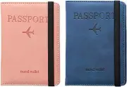 2PCS Passport Holder,Passport Covers with RFID Blocking, SIM Slot Passport Walle