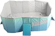 Foldable PVC Swimming Pool, Foldable Pool, F Ree Inflation Rectangular Shaped PVC Swimming Pool for Home Use Blue