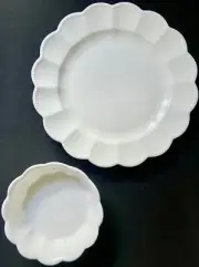 New 8-PC Grace Teaware Scalloped White Porcelain Plates & Bowls Mother’s Day