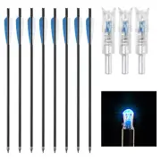 12x 20" Hunting Bolts Carbon Arrows OD8.8 + 3pcs LED Lighted Nock Night Hunting