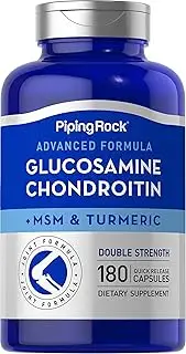 Piping Rock Advanced Double Strength Glucosamine Chondroitin MSM Plus Turmeric | 180 Quick Release Capsules | Non-GMO, Gluten Free
