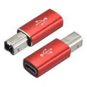 USB C Female to MIDI Convert Adapter, Type-C to USB B Adapter Red, 2pcs