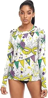 [ODAWA] Clover Pattern Women's Rash Guard Shirts Swim Outdoor T-Shirt for Fishing Running Workout
