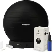 Retrospec Luna Exercise Ball, Base & Pump/Ball & Pump with Anti-Burst Material - Fitness Gym Swiss Ball - Perfect for Balance, Stability, Yoga, Pilates, Pregnancy & Birthing