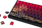 YMDK Red Star Gold Coral Theme 134 Keys PBT+PC Keycaps Five-Sided Dye Sub Side-lit Shine Through Custom Keycap Double Shot Cherry Profile for MX Mechanical Keyboard