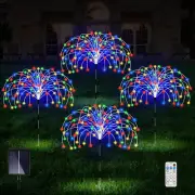 Outdoor Solar Lights, 4 Pack 120 LED Waterproof Solar Firework Lights Are 8 Mode