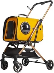 Pet Stroller Dog Stroller Cat Stroller Folding Travel Pet Stroller 4 Wheels Dog Strollers with Detachable Carrier for Small Medium Sized Cats Dogs Dog Pram Dog Cat(Color:Yellow)