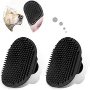 TORMEN 2 pcs Dog Bath Massage Brush, Dog Grooming Brush,Rubber Grooming Brush with Adjustable Handle for Dogs and Cats, Soft, Gentle & Skin-Safe for Long & Short Hair (Black)