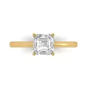 0.8ct Asscher Cut Solitaire Statement Promise Engagement Ring 14k Yellow Gold