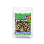 Zenith 10G x 30mm Gold Passivated Type 17 Countersunk Head Timber Screws - 100 Pack