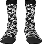 [EdWal] Soft Black and White Soccer Ball Pattern print Moisture Wicking Socks Sports Socks for Men and Women Warm thermal Boot Hiking Socks