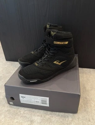 Everlast Elite 2 Boxing Shoes Black And Gold Men’s Size 9